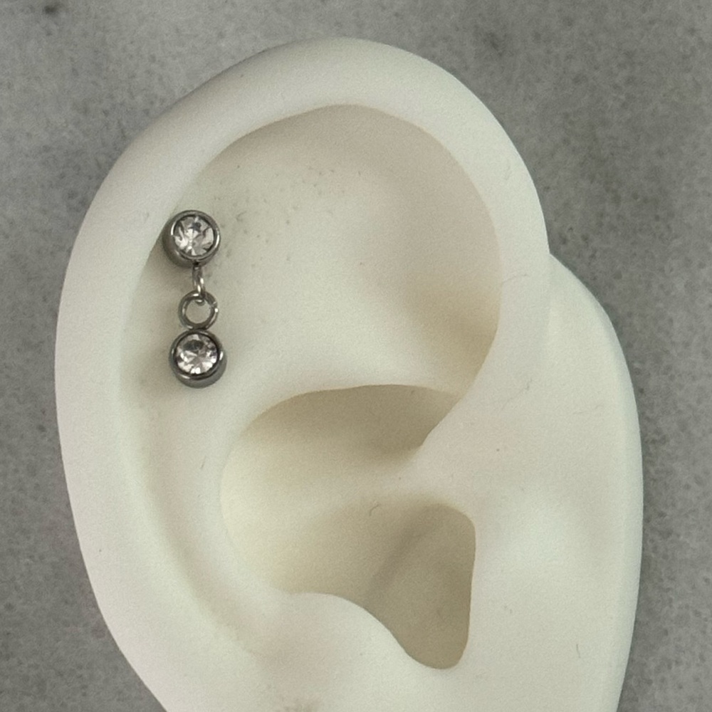 Silver Crystal Dangle Cartilage Earring Brand New